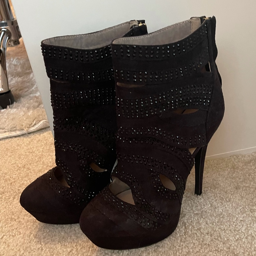 Black Jeweled BEBE Heels